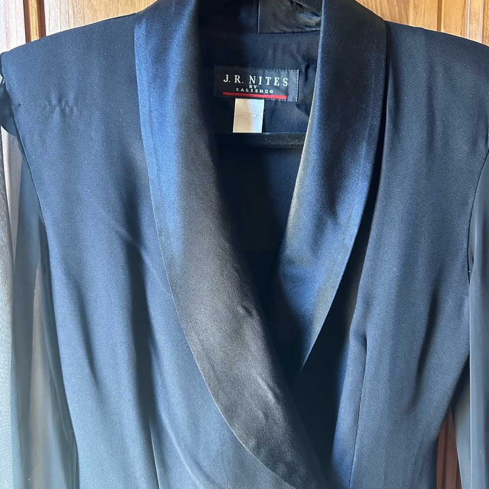 Vintage suit dress with sheer sleeves JR Nites - Picture 4 of 11
